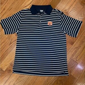 Auburn Tigers Ping Performance Men’s Golf Polo Shirt Navy and White Striped Sz L